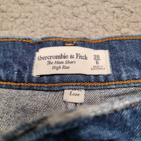 Abercrombie & Fitch Shorts 28 6 Blue Denim The Mom Short High Rise Cutoff Boho - Picture 3 of 5